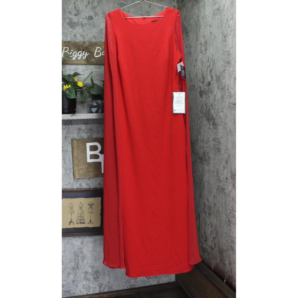Alex Evenings Womens Cape Sleeve Gown Dress 8160255 Red 16